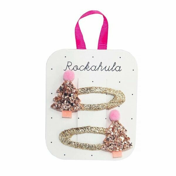 Rockahula Kids Hair Clips Rose Gold Xmas Tree